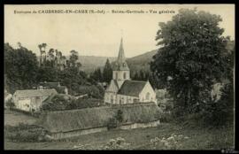 Tarjeta postal de vista general de Caudebec-en-Caux y la Iglesia de Santa Gertrudis o Sainte-Gert...
