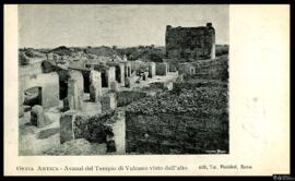 Tarjeta postal de los avances del Termplo de Vulcano en Ostia Antica editada por Pistolesi en Rom...