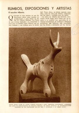 1931-12-20. Artículo sobre el escultor Alberto Sánchez y su exposición en el Ateneo. Blanco y neg...