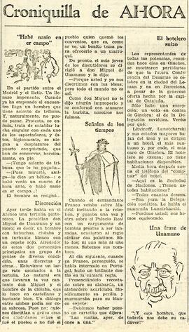 1931-06-02. Anécdota de Unamuno en una tertulia del Ateneo. Ahora (Madrid)