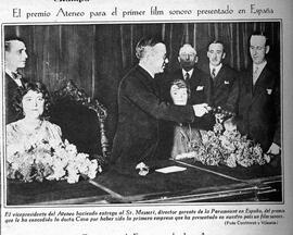 1929-12-10. Premio Ateneo para el primer film sonoro presentado en España. Estampa (Madrid)