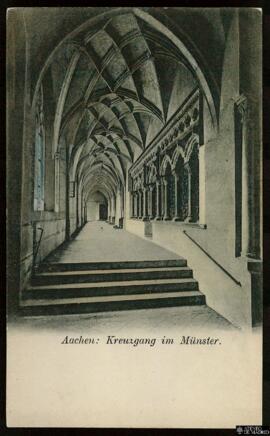 Tarjeta postal de vista interior del Claustro de la Catedral de Aachen editada en la misma ciudad...