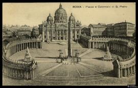 Tarjeta postal circulada de vista panorámica la Plaza y la Basílica de San Pedro de la Ciudad del...