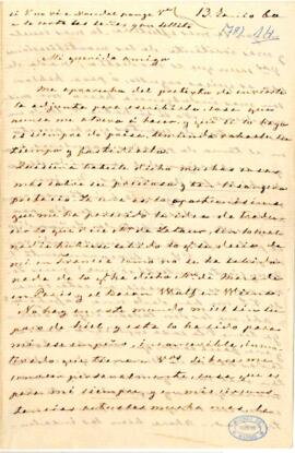 Carta de Cecilia Böhl de Faber (Fernán Caballero) a Manuel del Palacio