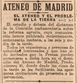1931-11-15. Anuncio del debate sobre la reforma agraria. El Liberal (Madrid)