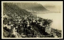 Tarjeta postal de vista general de Territet editada por Perrochet-Matile en Lausana
