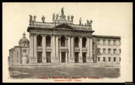 Tarjeta postal de vista exterior de la fachada principal de la  Archibasílica de San Juan de Letr...