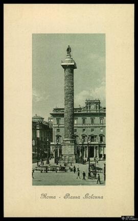 Tarjeta postal de la Piazza Colonna de Roma en la que se alza la Columna de Marco Aurelio editada...