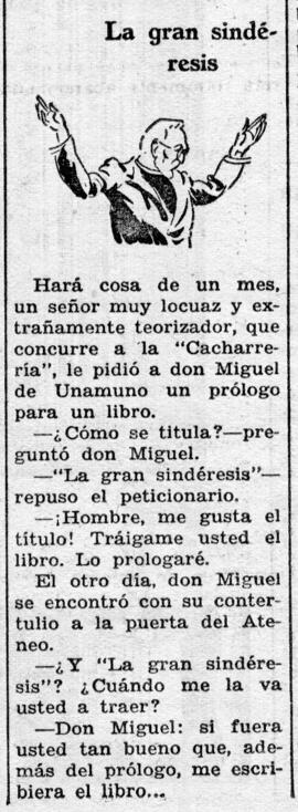 1932-01-02. Anécdota de Miguel de Unamuno y un escritor. Ahora (Madrid)