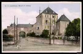 Tarjeta postal de vista general del Castillo de Mersch de Luxemburgo editada por W. Capus en la m...