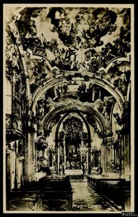 Tarjeta postal de vista interior de la Iglesia del Nacimiento del Señor en el Loreto de Praga edi...