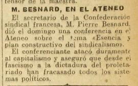 1931-06-23. Conferencia de Pierre Besnard. El Liberal (Madrid)