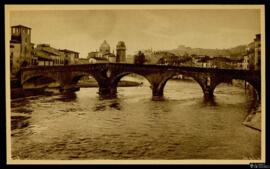 Tarjeta postal del Puente de Piedra de Verona editada por Vittorio Tosi Verona.