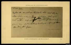 Tarjeta postal de litografía de reproducción del Acta de abdicación de Napoleón I editada por [Lé...