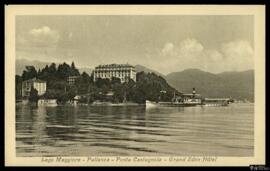 Tarjeta postal de vista panorámica del Grand Eden Hôtel, en la Punta Castagnola de Pallanza, junt...