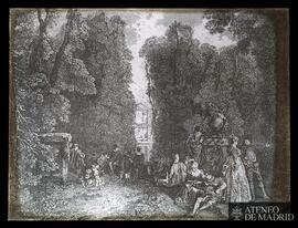 Boston. Museo de Bellas Artes. Watteau, Jean Antoine. Vista de arboles en el parque de Pierre Cro...