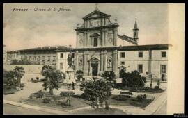 Tarjeta postal de vista exterior de la Basílica de San Marco o Chiesa di S. Marco en Florencia ed...