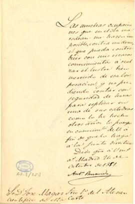 1851-10-24. Carta de Antonio Benavides