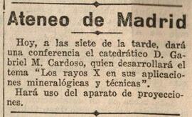 1930-04-24. Conferencia de Gabriel M. Cardoso. El Liberal (Madrid)