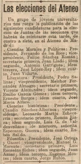 1930-03-26. Candidaturas para las elecciones de cargos de Secciones que se celebran hoy. El Liber...