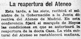 1931-03-10. La reapertura del Ateneo. Ahora (Madrid)