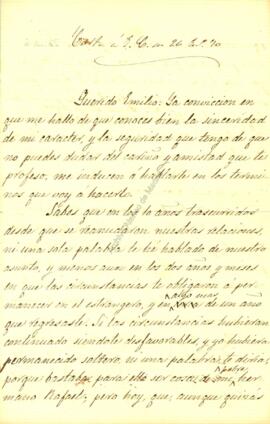 1870-01-26. Carta de Jerónimo Amat a Emilio Castelar
