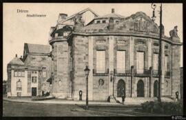 Tarjeta postal de vista exterior del Stadttheater en Düren (Renania del Norte-Westfalia, Alemania...