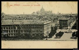 Tarjeta postal de vista panorámica de Milán desde el Castello Sforzesco editada por el Fotocromo ...