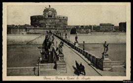 Tarjeta postal de vista panorámica del Castillo de Sant'Angelo y el Puente del mismo nombre de Ro...