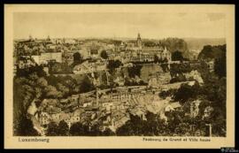 Tarjeta postal de vista panorámica de las áreas históricas de la ciudad de Luxemburgo Fauburg du ...