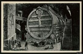 Tarjeta postal del Das Grosse Fass, gran barril de 221726 litros de capacidad en Heidelberg, edit...
