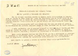 Carta de Juan R. Casau a Eduardo del Palacio