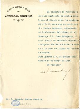 1905-03-15. Oficio del Instituto Cardenal Cisneros