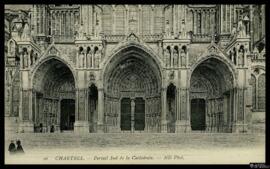 Tarjeta postal de vista exterior del portal de la fachada sur de la Catedral de Chartres editada ...