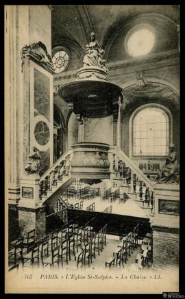 Tarjeta postal de vista interior del Púlpito de la Iglesia de San Sulpicio de París editada por L...