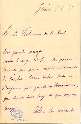 1897-08. Carta de Segismundo Moret