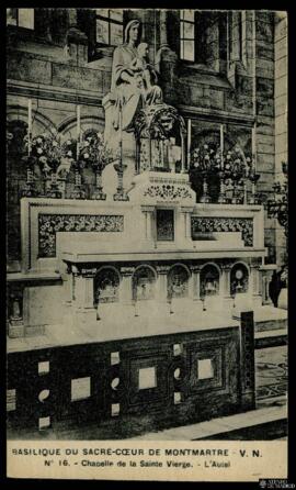 Tarjeta postal del Altar de la Chapelle de la Sainte Vierge en la Basílica del Sagrado Corazón o ...