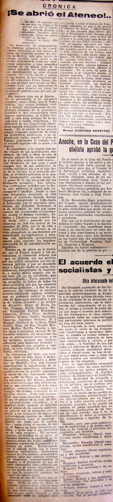 1931-03-17. Se abrió el Ateneo. El Liberal (Madrid)