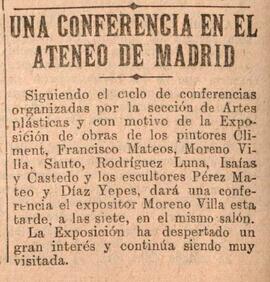 1931-11-11. Conferencia del pintor José Moreno Villa. El Liberal (Madrid)