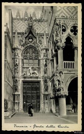 Tarjeta postal de la Porta della Carta del Palacio Ducal de Venecia editada por La Fotocalco en T...