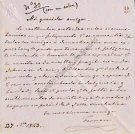 1863-11-27. Carta de Cecilia Böhl de Faber a Miguel Velarde