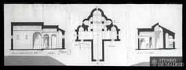 Planta y secciones de la iglesia Colegiata de San Juan de las Abadesas (Gerona.). (Dibujo de Vice...