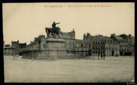 Tarjeta postal de Place Napoléon y la Place de la République de Cherburgo editada por A. Thiriat ...