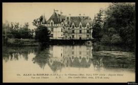 Tarjeta postal de vista panorámica del Castillo de Azay-le-Rideau editada por A. Papeghin en Tours