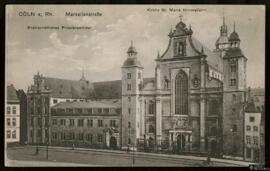 Tarjeta postal de la Marzellenstrasse con vista al Seminario Erzbischöfliches y a la Iglesia St. ...