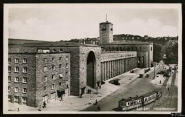 Tarjeta postal de vista exterior de la Estación Central o Hauptbahnhof de Stuttgart editada por e...