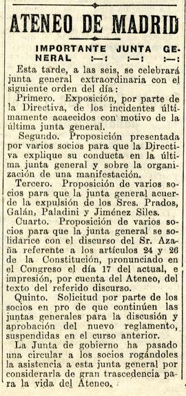 1931-10-24. Convocatoria de Junta General. El Liberal (Madrid)
