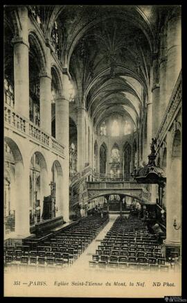 Tarjeta postal de vista interior de la Nave de la Église Saint-Etienne du Mont de París editada p...