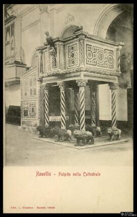 Tarjeta postal del Púlpito de la Catedral de Ravello editada por [Luigi] Cicalese en la misma ciudad