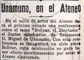 1931-03-26. Conferencia de Unamuno sobre Bolívar. El Liberal (Madrid)
